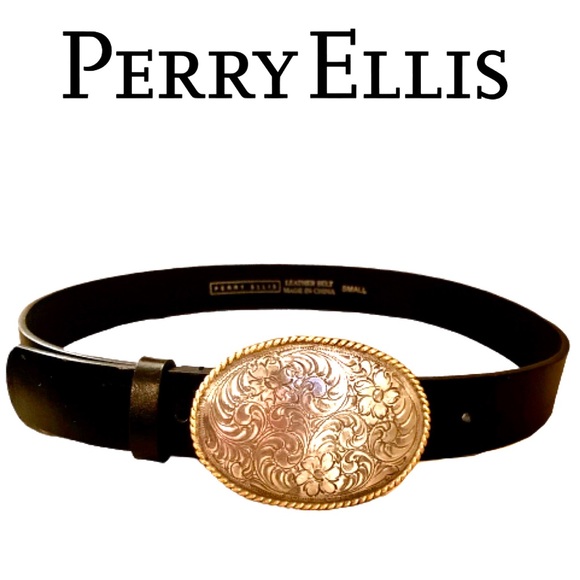 Perry Ellis Accessories - Perry Ellis Black Leather Belt small EUC